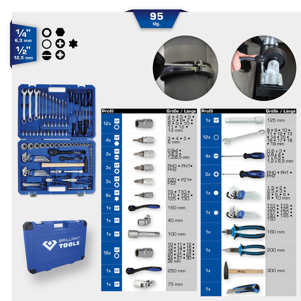 Produktabbildung Nr. 13: BRILLIANT TOOLS Universalkoffer-Satz, 95-tlg