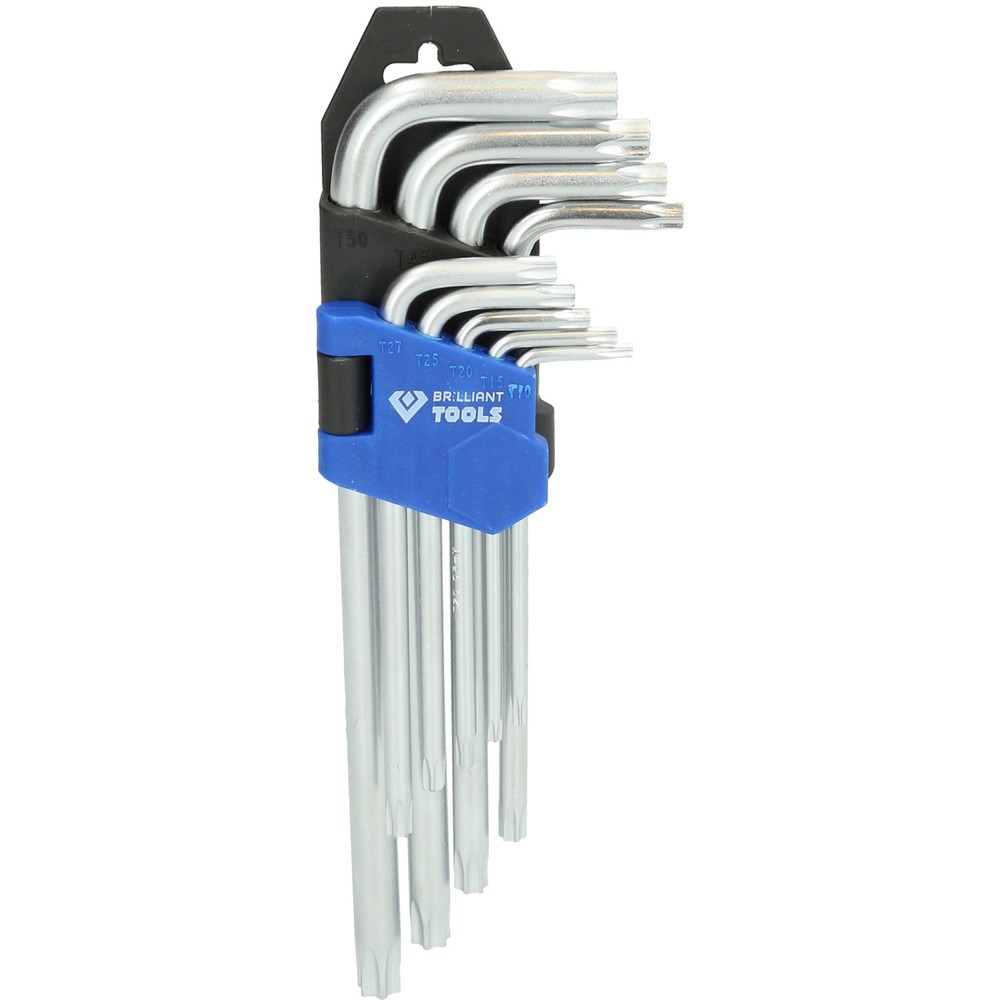 Produktabbildung: BRILLIANT TOOLS Winkelstiftschlüssel-Satz, 9-tlg, Torx-Profil, kurz