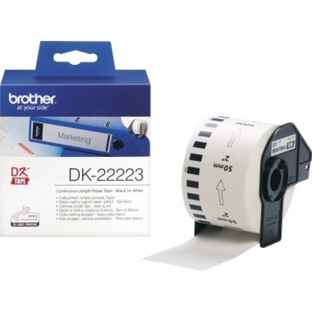 Produktabbildung: Brother Endlosetikettenrolle DK22223 50mmx30,48m weiß