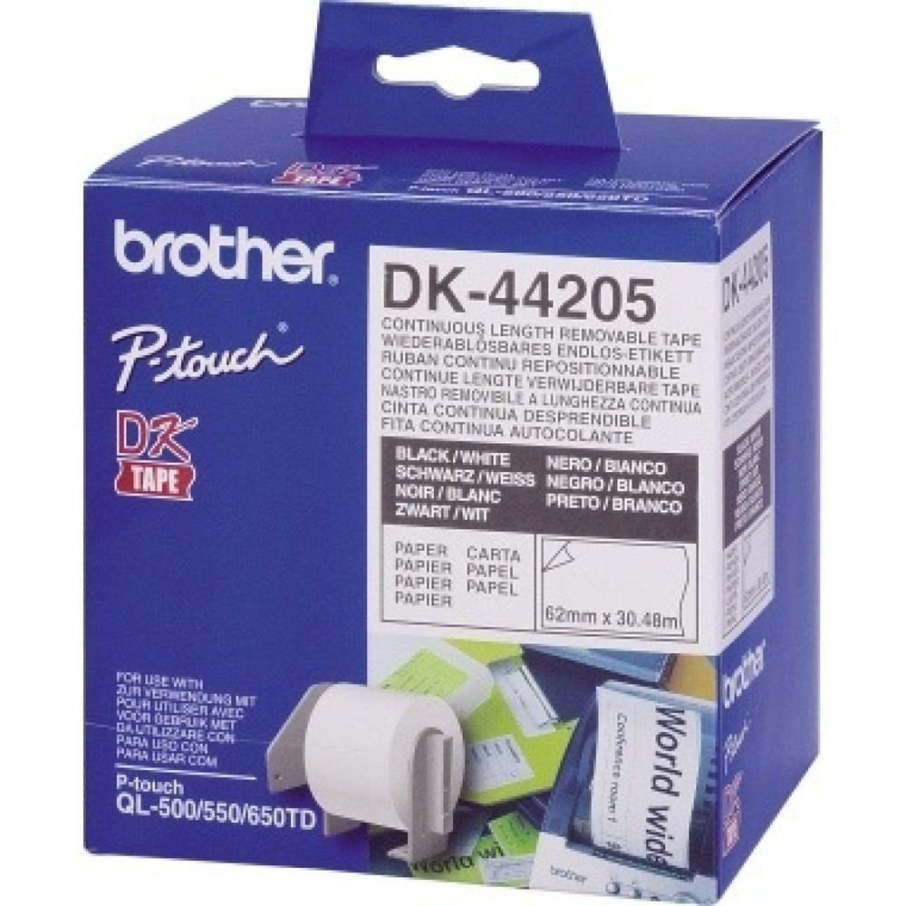 Produktabbildung: Brother Endlosetikettenrolle DK-44205 Papier wiederablösbar ws