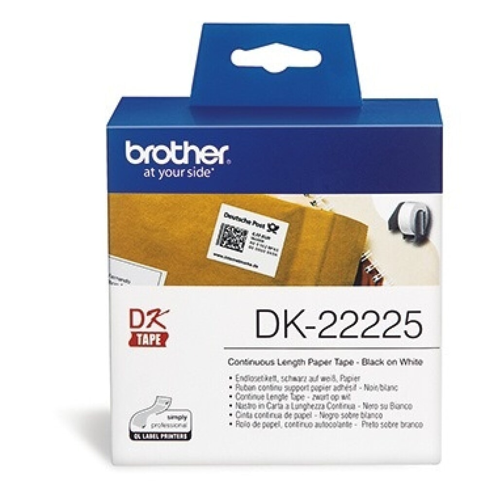 Brother Endlosetikettenrolle DK22225 30,48mx38mm Papier ws Produktabbildung: Brother Endlosetikettenrolle DK22225 30,48mx38mm Papier ws
