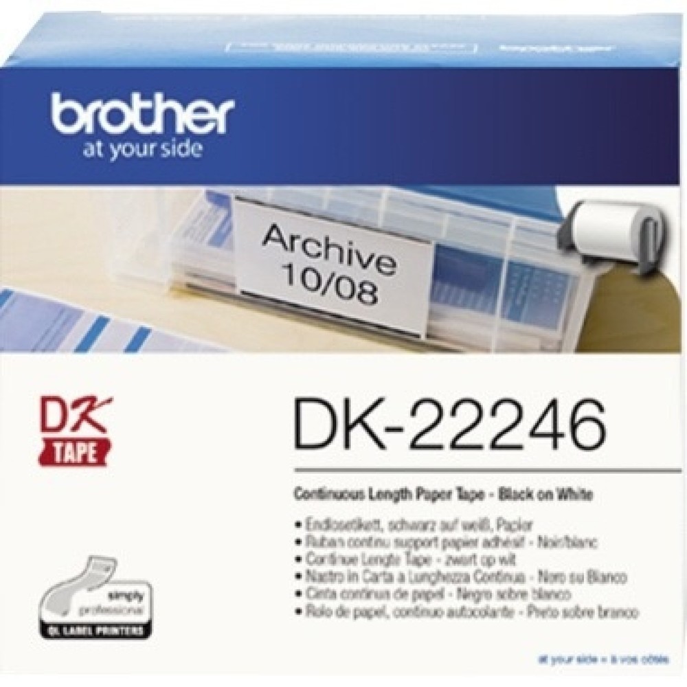 Produktabbildung: Brother Endlosetikettenrolle DK22246 103mmx30,48m weiß