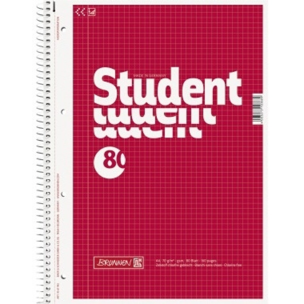 Produktabbildung: BRUNNEN Collegeblock Student 1067942 A4 kariert 80 Bl.rt
