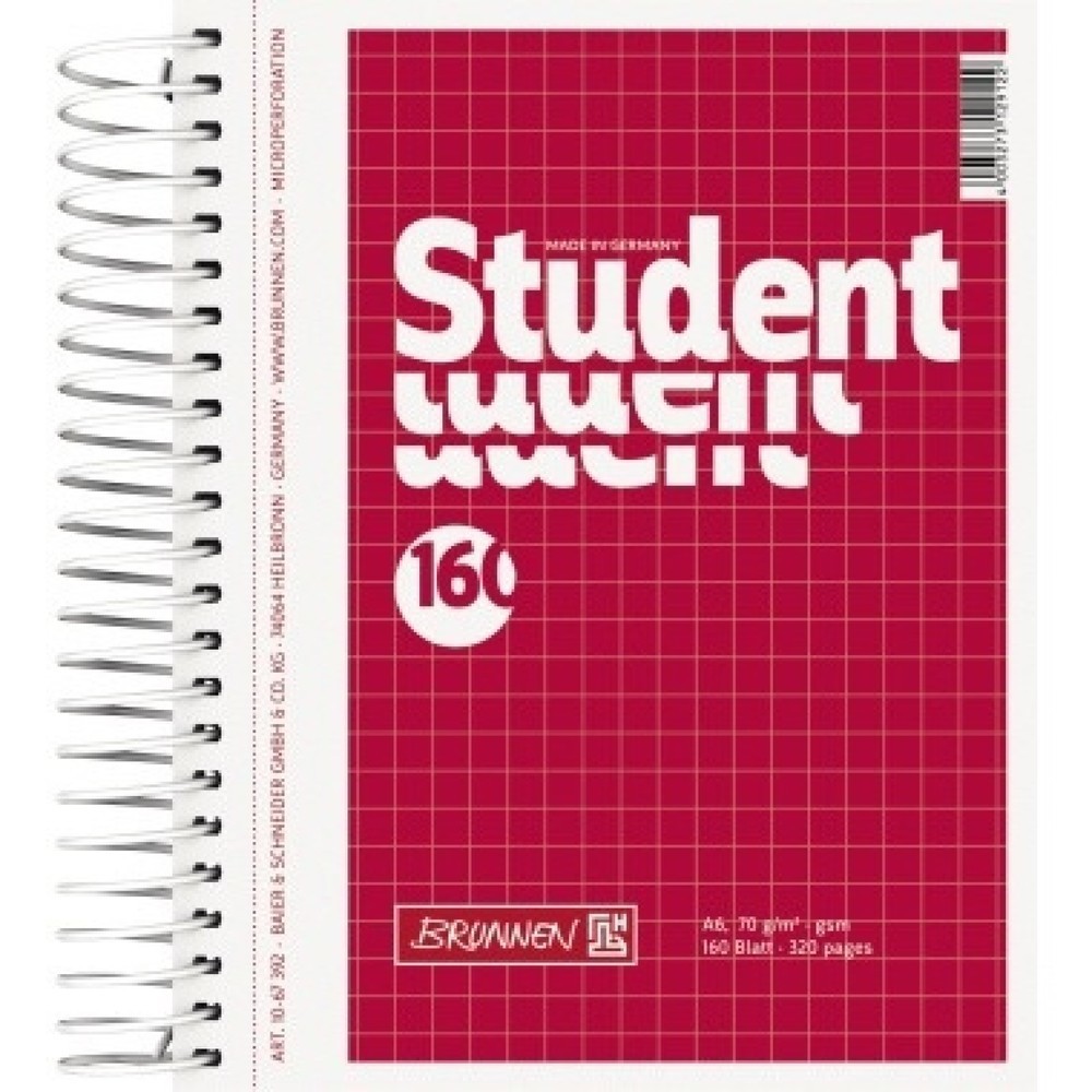 Produktabbildung: BRUNNEN Collegeblock Student 1067392 DIN A6 160Bl. kariert weiß