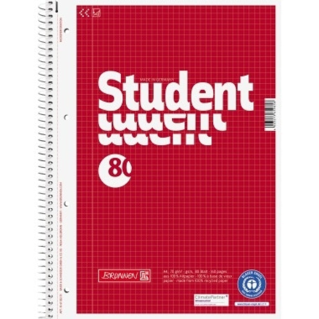 BRUNNEN Collegeblock 106783201 DIN A4 80Blatt kariert Produktabbildung: BRUNNEN Collegeblock 106783201 DIN A4 80Blatt kariert