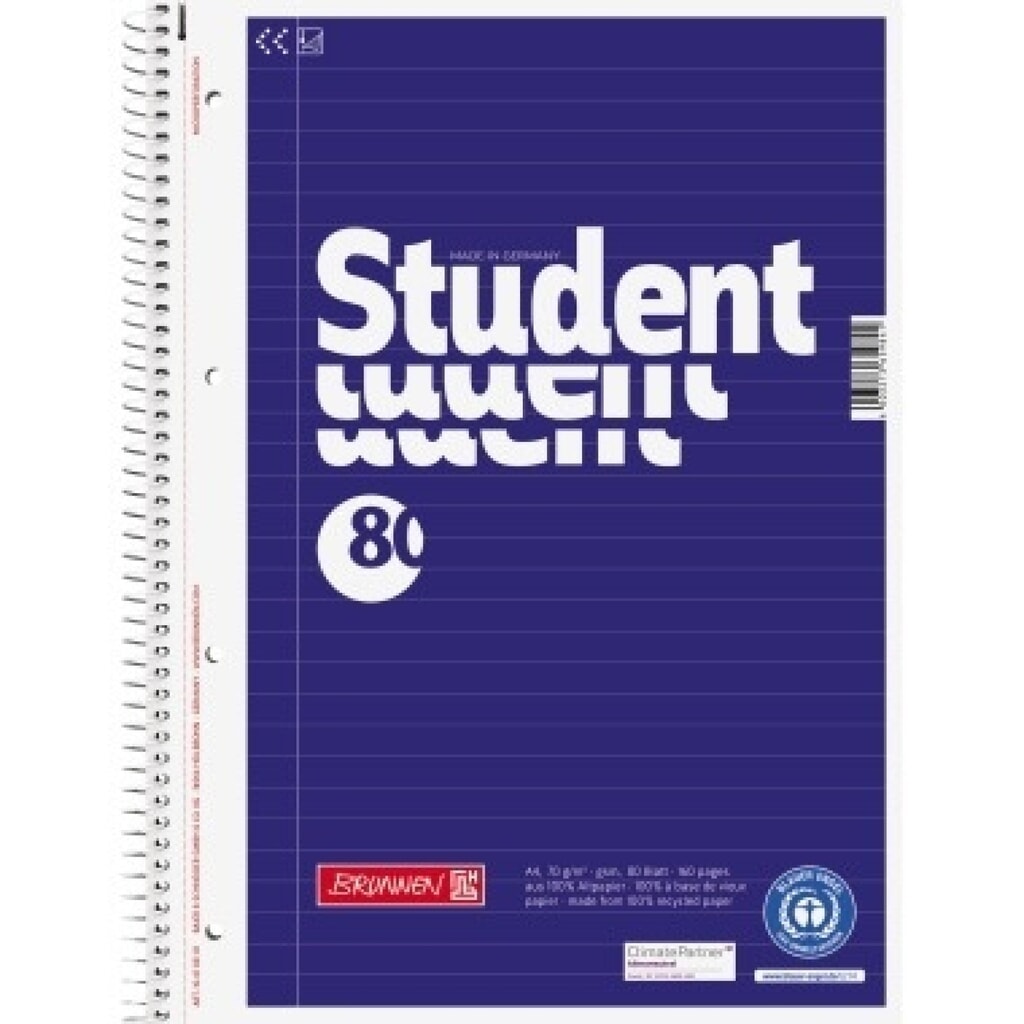 BRUNNEN Collegeblock 106783101 A4 liniert 80Bl RCP bl Produktabbildung: BRUNNEN Collegeblock 106783101 A4 liniert 80Bl RCP bl