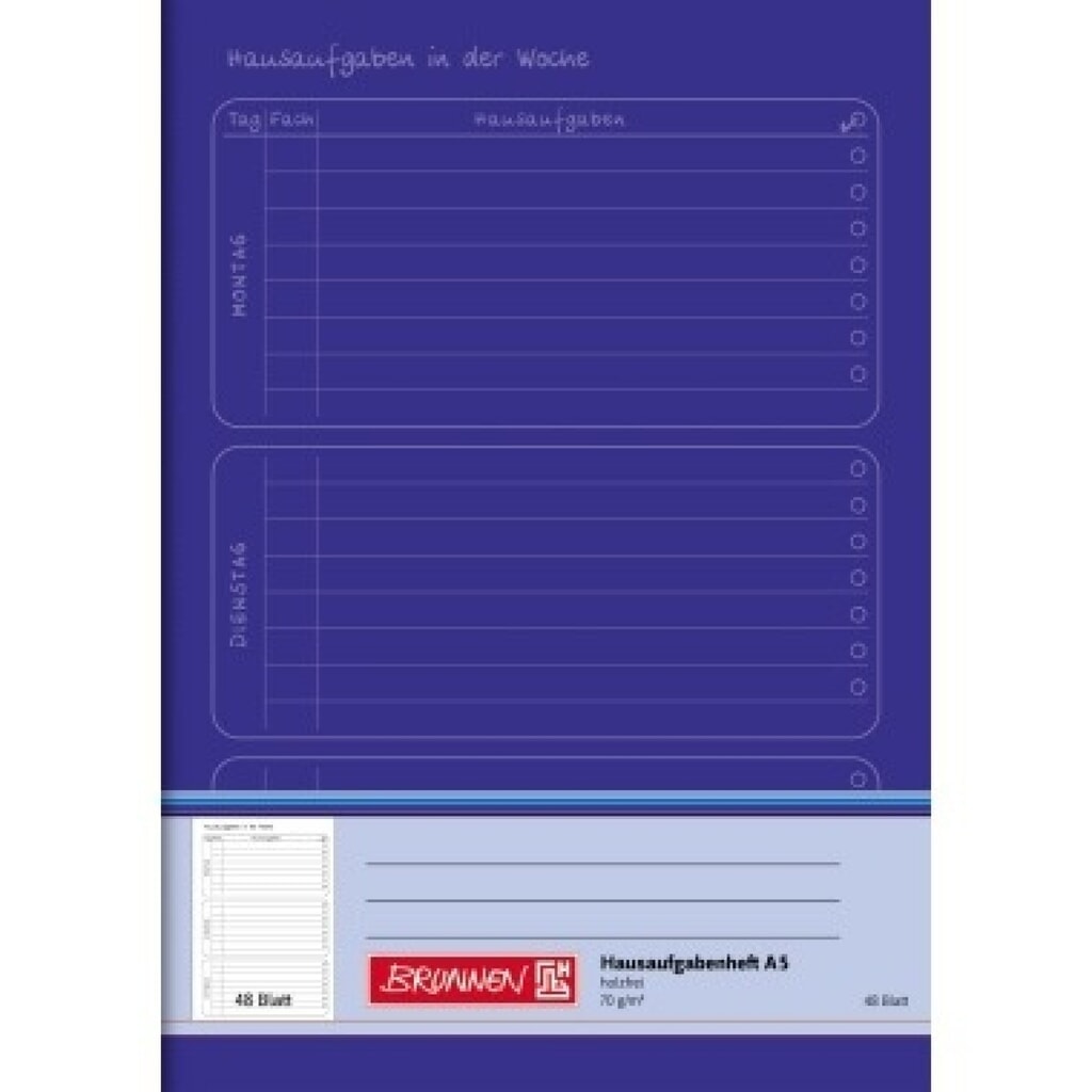 Produktabbildung: BRUNNEN Aufgabenheft 1046814 DIN A5 Fadenheftung liniert 48Bl.
