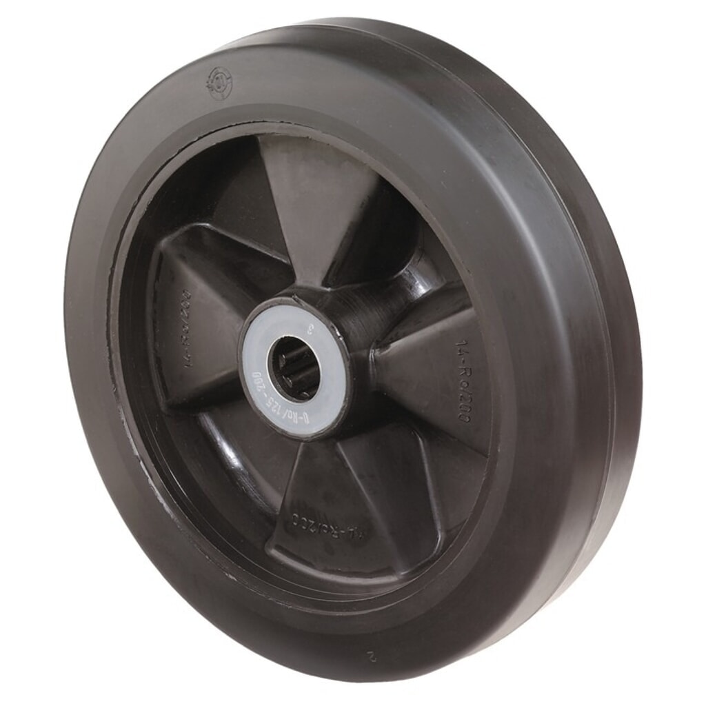 Produktabbildung: BS ROLLEN Ersatzrad, Gummi, Rad-Ø 200 mm Tragfähigkeit 350 kg, Achs-Ø 20 mm Nabenlänge 58 mm