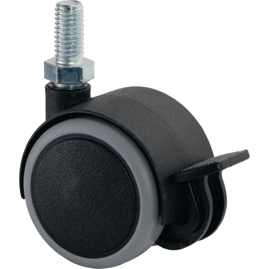 BS ROLLEN Kunststoffdoppelrolle mit Feststeller, M10, Rad-Ø 50 mm Tragfähigkeit 50 kg, Kunststoff grau Produktabbildung: BS ROLLEN Kunststoffdoppelrolle mit Feststeller, M10, Rad-Ø 50 mm Tragfähigkeit 50 kg, Kunststoff grau