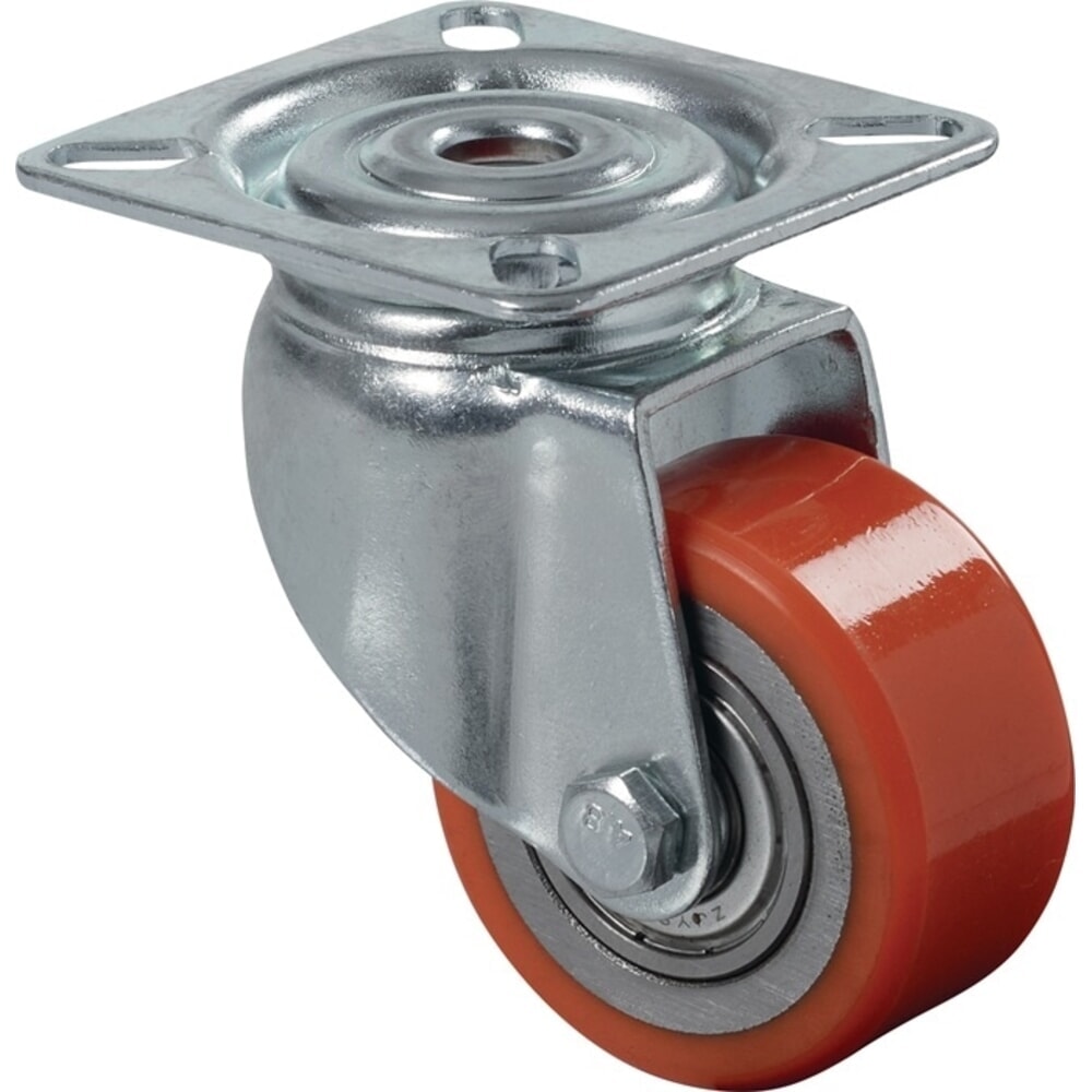 Produktabbildung: BS ROLLEN Lenkrolle, mit Anschraubplatte, Rad-Ø 35 mm Tragfähigkeit 100 kg, Polyurethan