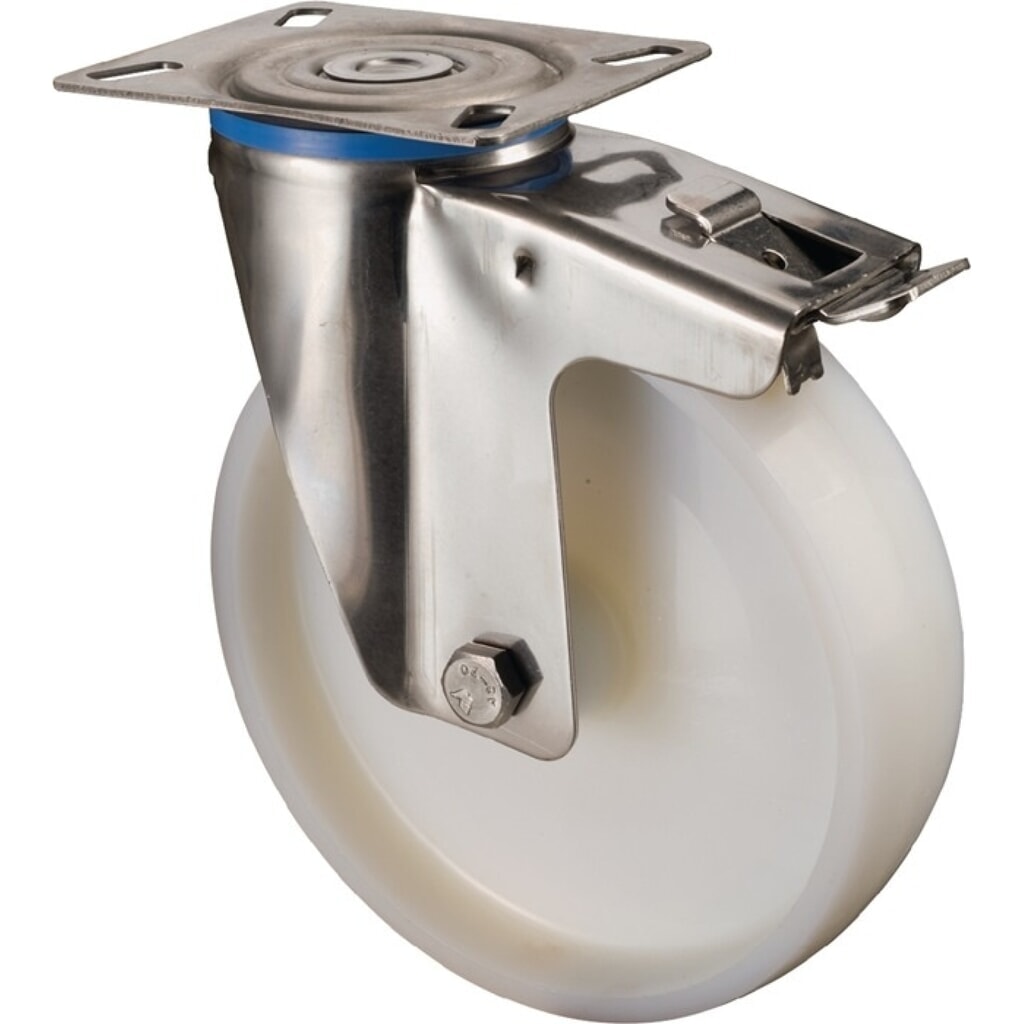 BS ROLLEN Lenkrolle, mit Totalfeststeller Kunststoff, Rad-Ø 50 mm Tragfähigkeit 55 kg, 60x60mm Produktabbildung: BS ROLLEN Lenkrolle, mit Totalfeststeller Kunststoff, Rad-Ø 50 mm Tragfähigkeit 55 kg, 60x60mm