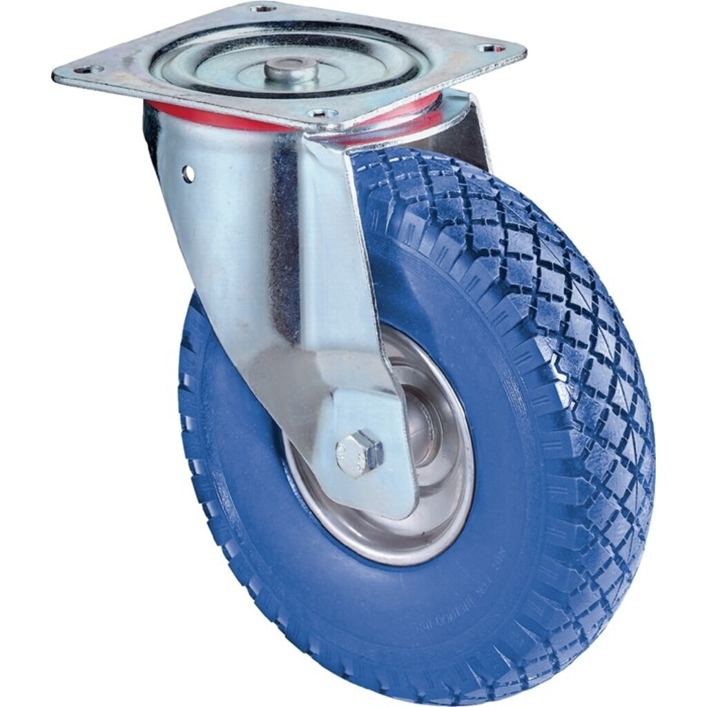 BS ROLLEN Lenkrolle, mit Anschraubplatte, Rad-Ø 200 mm Tragfähigkeit 75 kg, Polyurethan schwarz Produktabbildung: BS ROLLEN Lenkrolle, mit Anschraubplatte, Rad-Ø 200 mm Tragfähigkeit 75 kg, Polyurethan schwarz