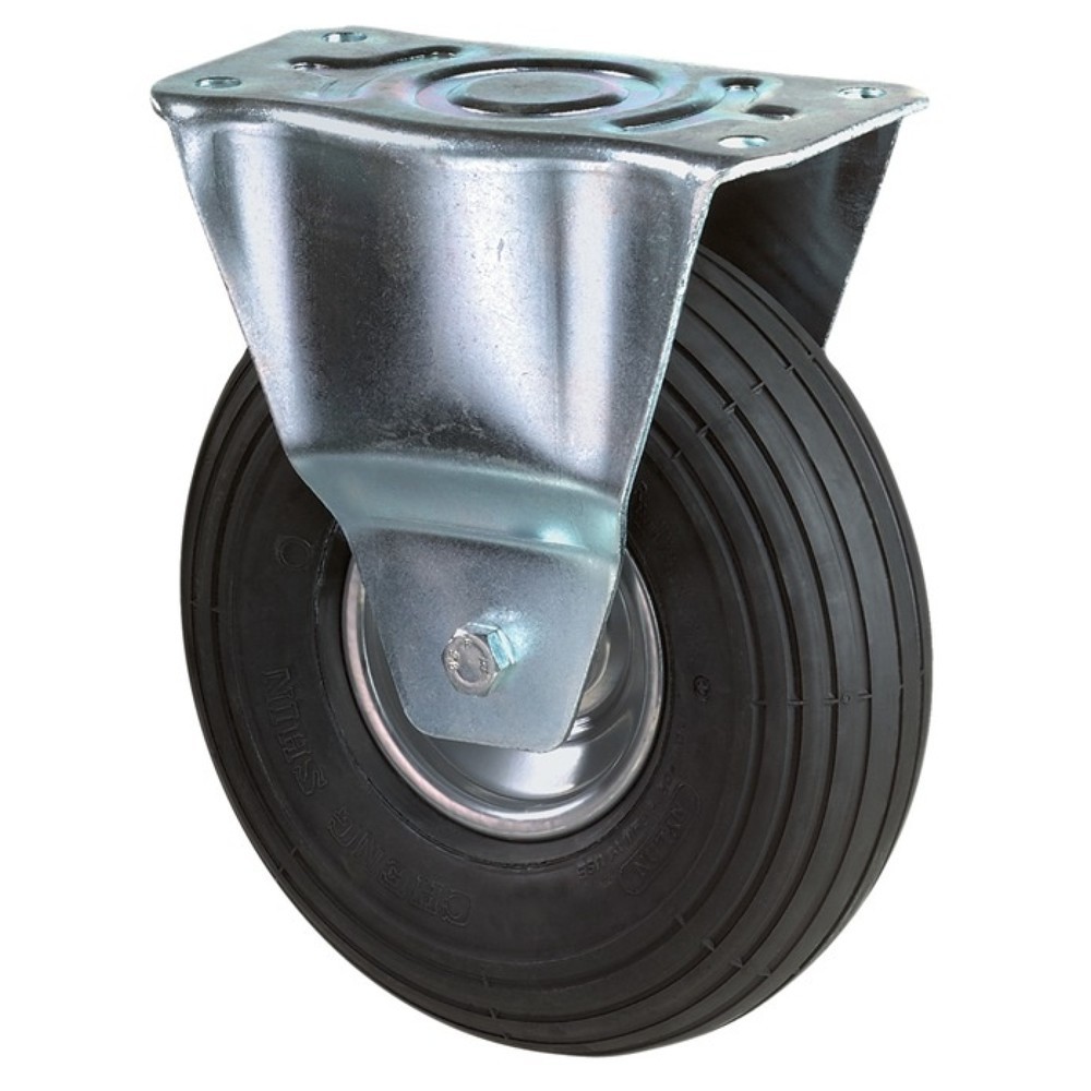 Produktabbildung: BS ROLLEN Luftrad, Bockrolle mit Anschraubplatte, Rad-Ø 260 mm Tragfähigkeit 130 kg, Rillenprofil