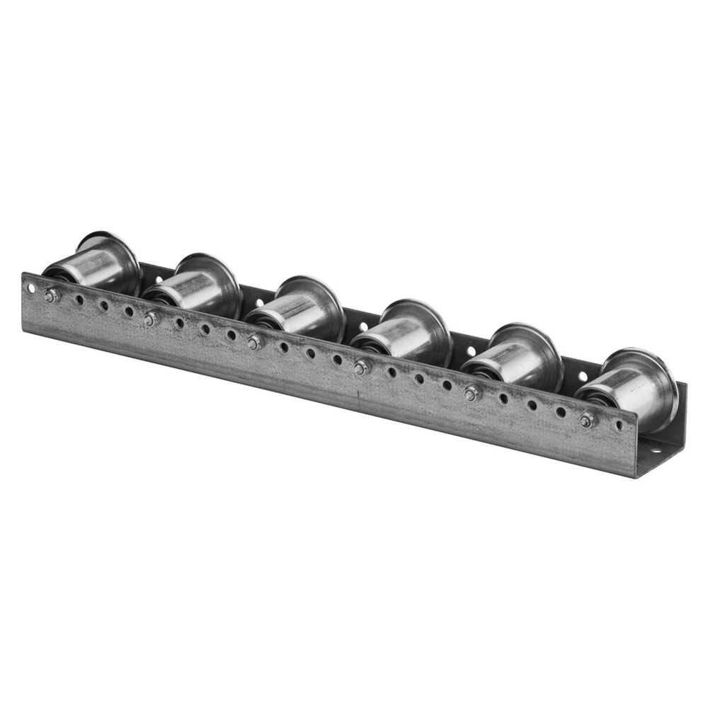 BS ROLLEN Paletten-Rollenschiene aus verzinktem Stahlblech, TK 150 kg, Spurkranz, Teilung 78 mm Produktabbildung: BS ROLLEN Paletten-Rollenschiene aus verzinktem Stahlblech, TK 150 kg, Spurkranz, Teilung 78 mm
