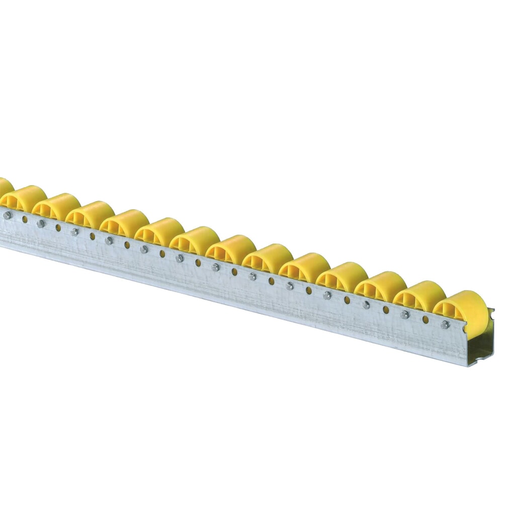 Produktabbildung: BS ROLLEN Röllchenschiene, robuste Kunststoffröllchen für mittlere Lasten, TK pro Rolle 12 kg, Teilung 100 mm