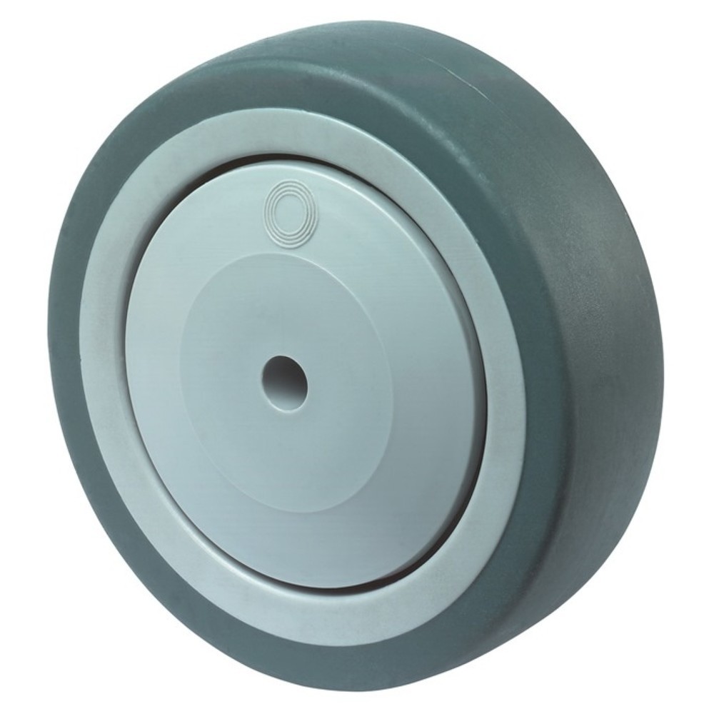 Illustration du produit: BS ROLLEN Roue de rechange, caoutchouc gris, Ø de la roue 100 mm, capacité de charge 100 kg, Ø de l'axe 8 mm, longueur du moyeu 36,5 mm