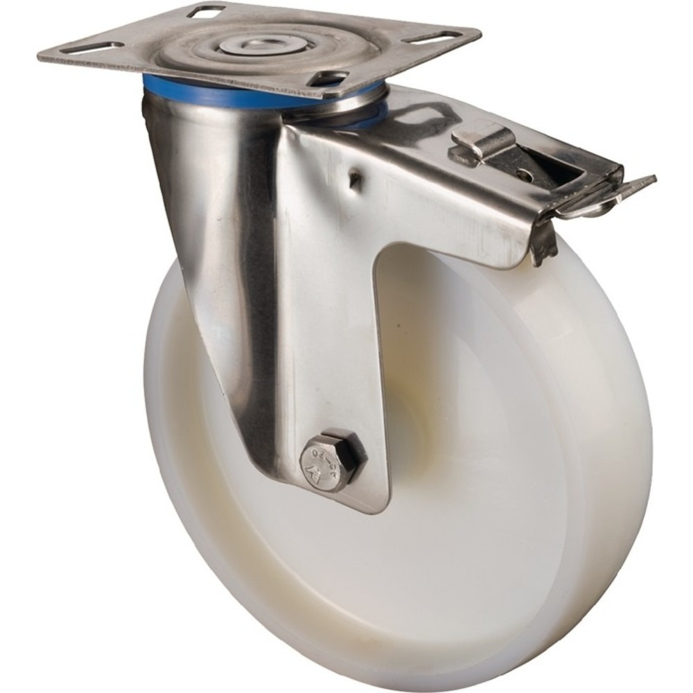 Illustration du produit: BS ROLLEN Roue directrice, avec blocage total, plastique, Ø de la roue 80 mm, capacité de charge 100 kg, 95x80 mm