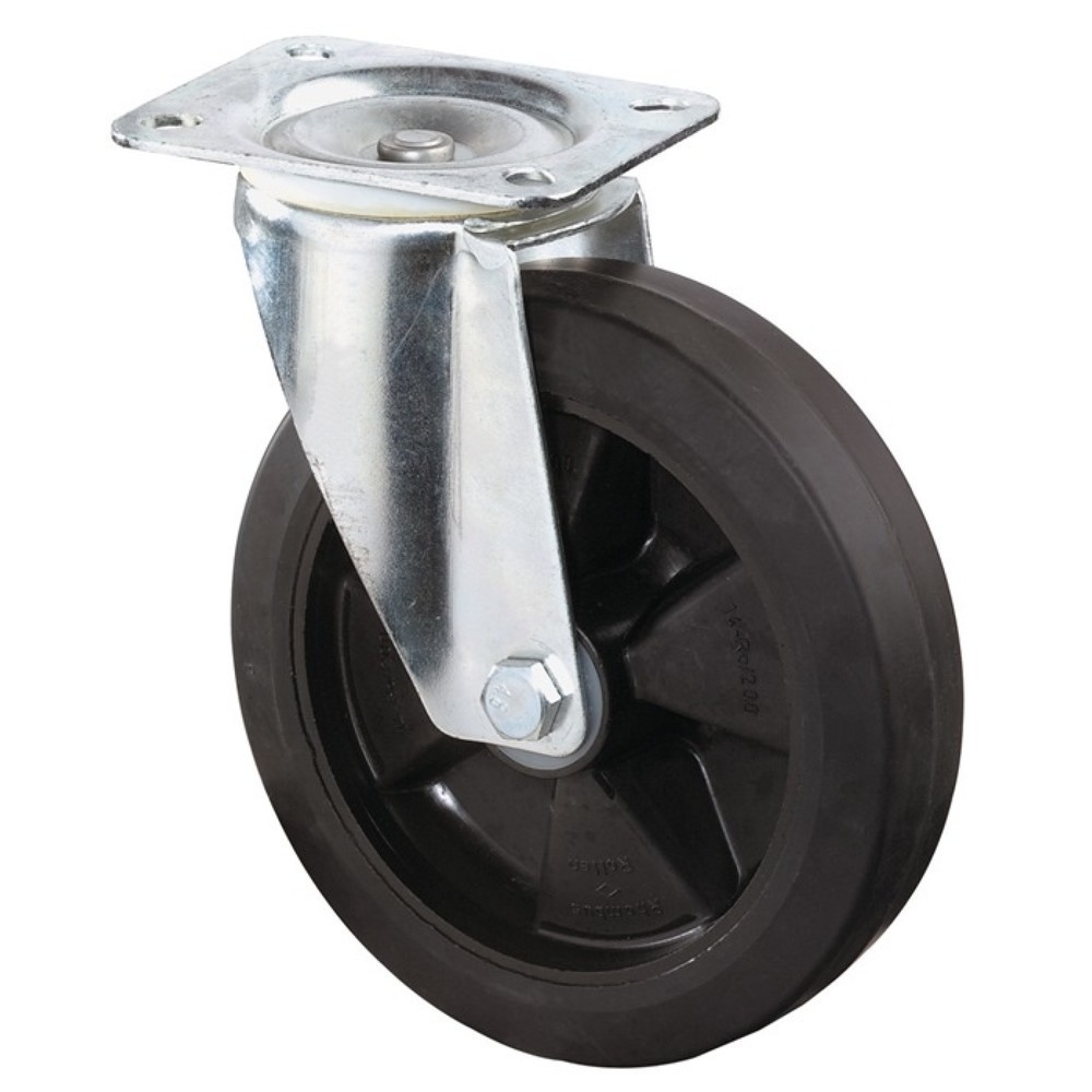 Illustration du produit: BS ROLLEN Roue directrice, caoutchouc plein, Ø de la roue 100 mm, capacité de charge 140 kg, plaque L104xl80 mm