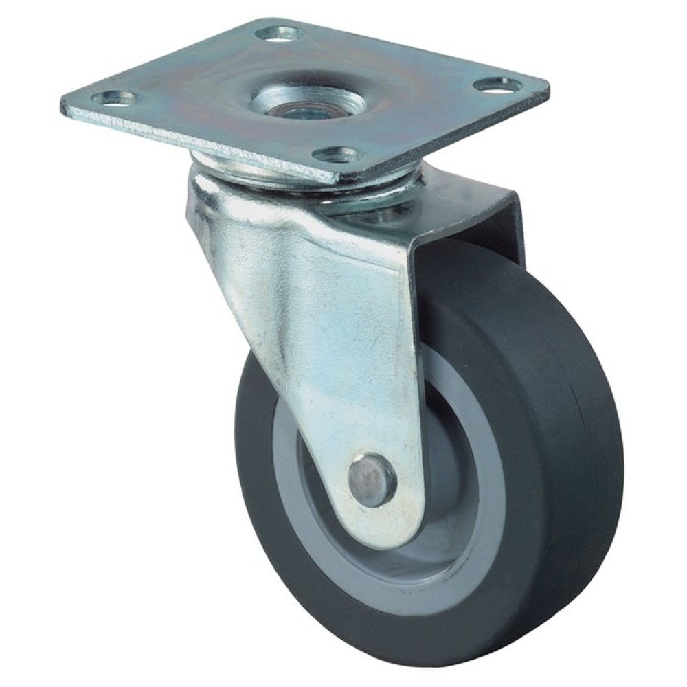 Illustration du produit: BS ROLLEN Roue directrice, avec plaque à visser, Ø de la roue 25 mm, capacité de charge 15 kg, caoutchouc gris