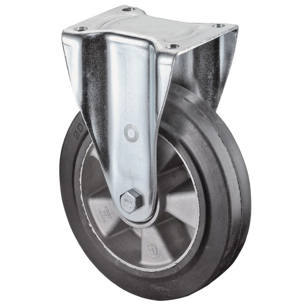Illustration du produit: BS ROLLEN Roue fixe pour charges lourdes, caoutchouc, roue Ø 125 mm, capacité de charge 200 kg, 105 mm 85 mm