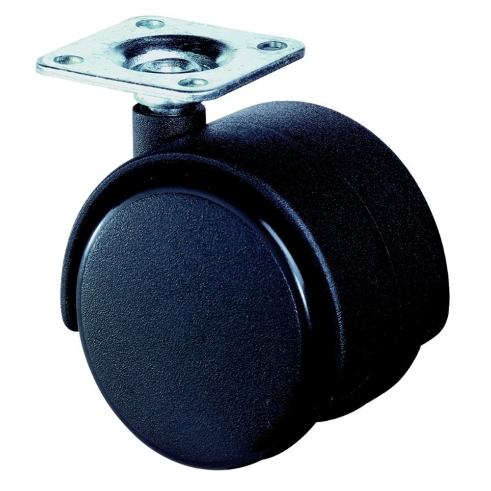 Illustration du produit: BS ROLLEN Roulette double en plastique, avec plaque à visser, Ø de la roue 40 mm, capacité de charge 30 kg, polyamide noir RAL 9005