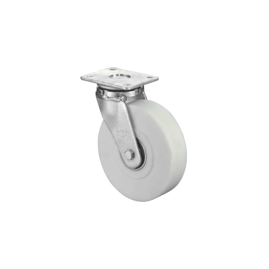 BS ROLLEN Schwerlastrolle Polyamid, Lenkrolle, Kugellager, Platte, Ø x Breite 100 x 55 mm, TK 900 kg Produktabbildung: BS ROLLEN Schwerlastrolle Polyamid, Lenkrolle, Kugellager, Platte, Ø x Breite 100 x 55 mm, TK 900 kg