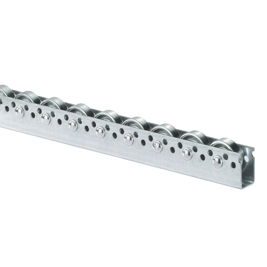 BS ROLLEN Universal-Rollenschiene, Stahlrollen, vielseitige Anwendungen für mittlere Lasten, TK pro Rolle 20 kg, Teilung 100 mm Produktabbildung: BS ROLLEN Universal-Rollenschiene, Stahlrollen, vielseitige Anwendungen für mittlere Lasten, TK pro Rolle 20 kg, Teilung 100 mm