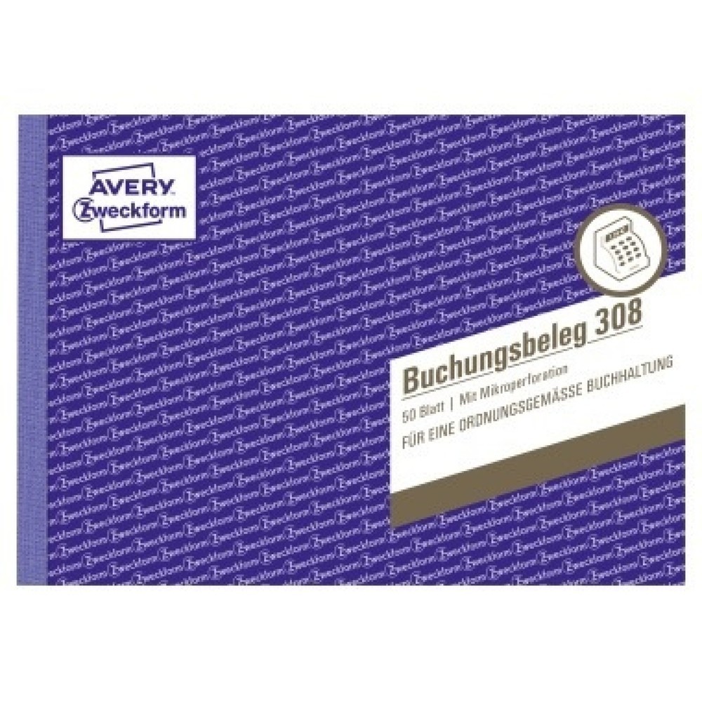 Produktabbildung: Avery Zweckform Buchungsbeleg 308 DIN A5 quer 50Blatt