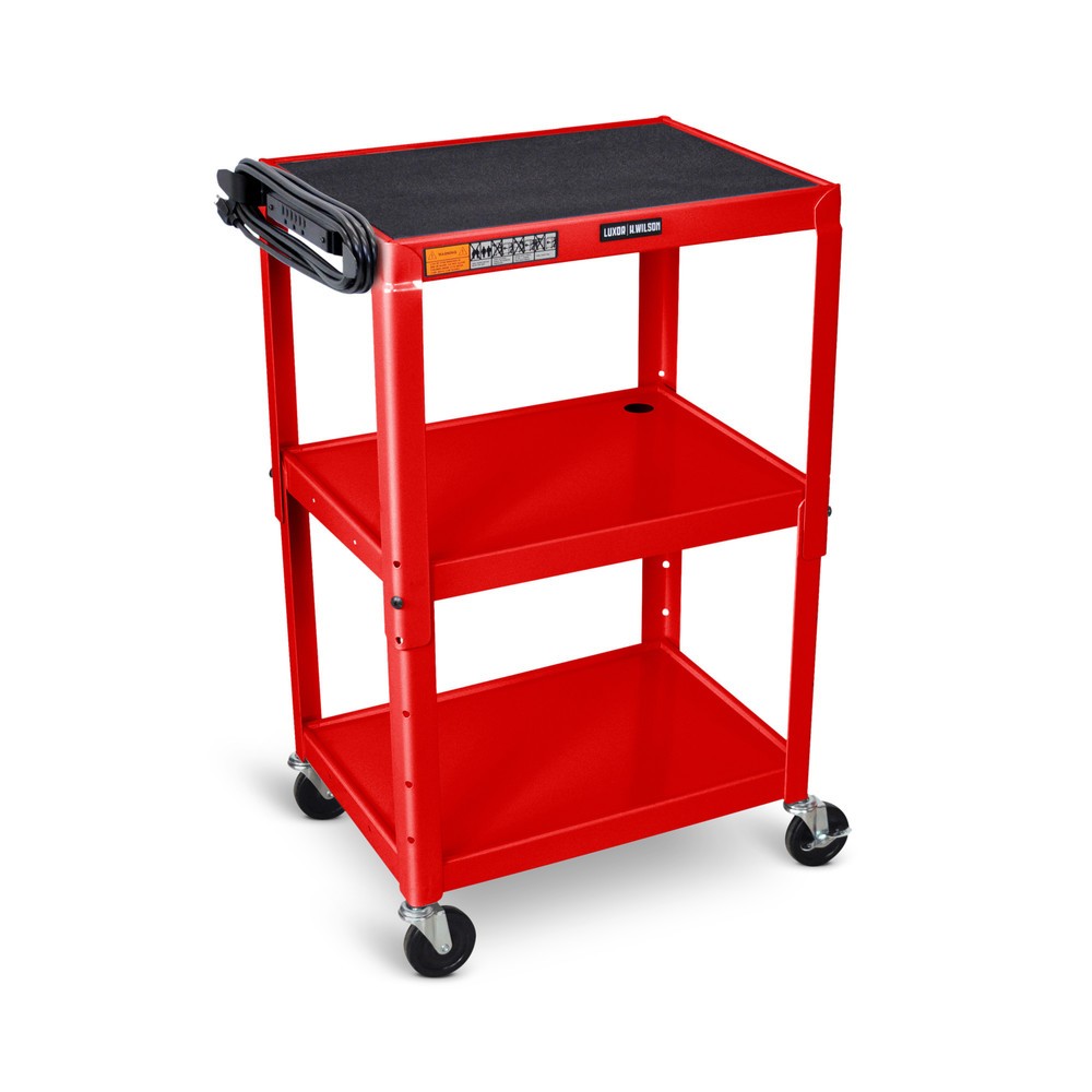 Produktabbildung: Büro- und Aktenwagen, 3 Etagen, rot
