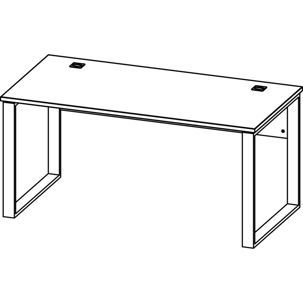 N° de l'image du produit 7 : Bureau LIONI, avec patins métalliques, 1 170 x 1 200 mm, blanc/noir chêne de Navarre.