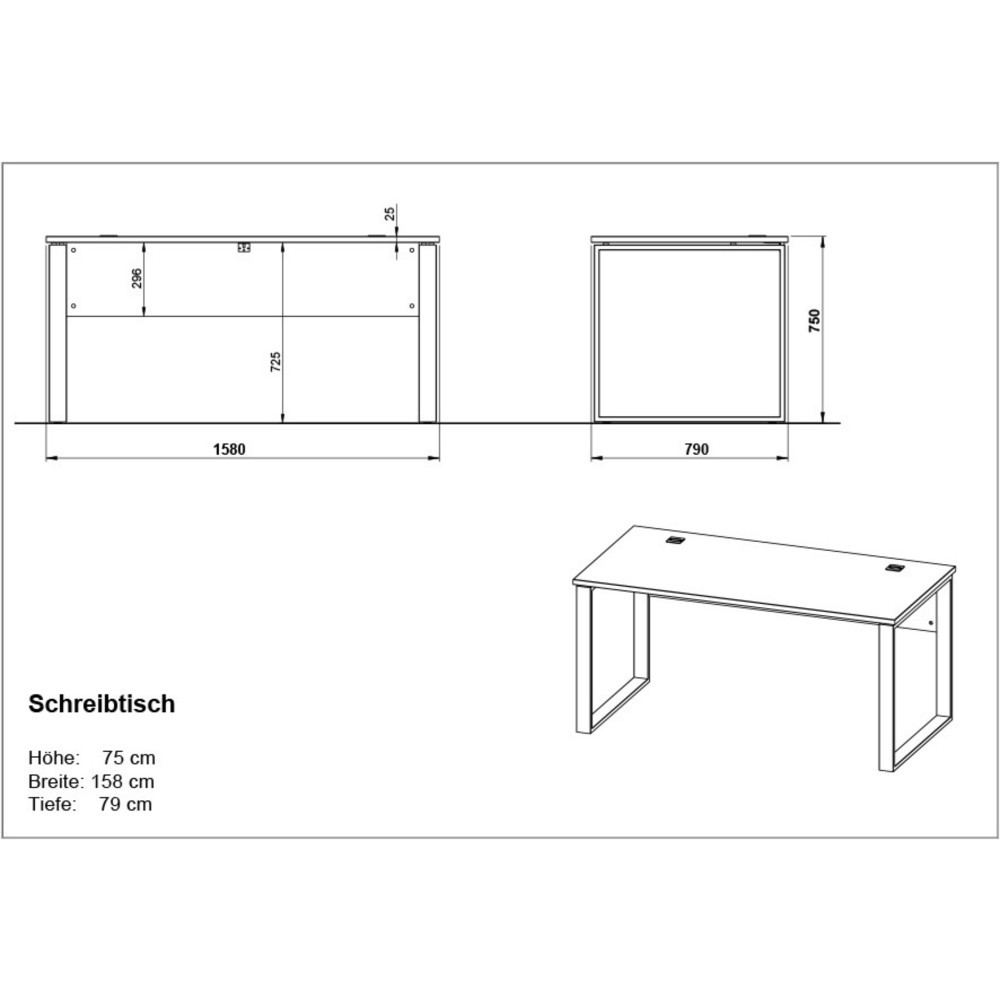 N° de l'image du produit 11 : Bureau LIONI, avec patins métalliques, 1 170 x 1 200 mm, blanc/noir chêne de Navarre.