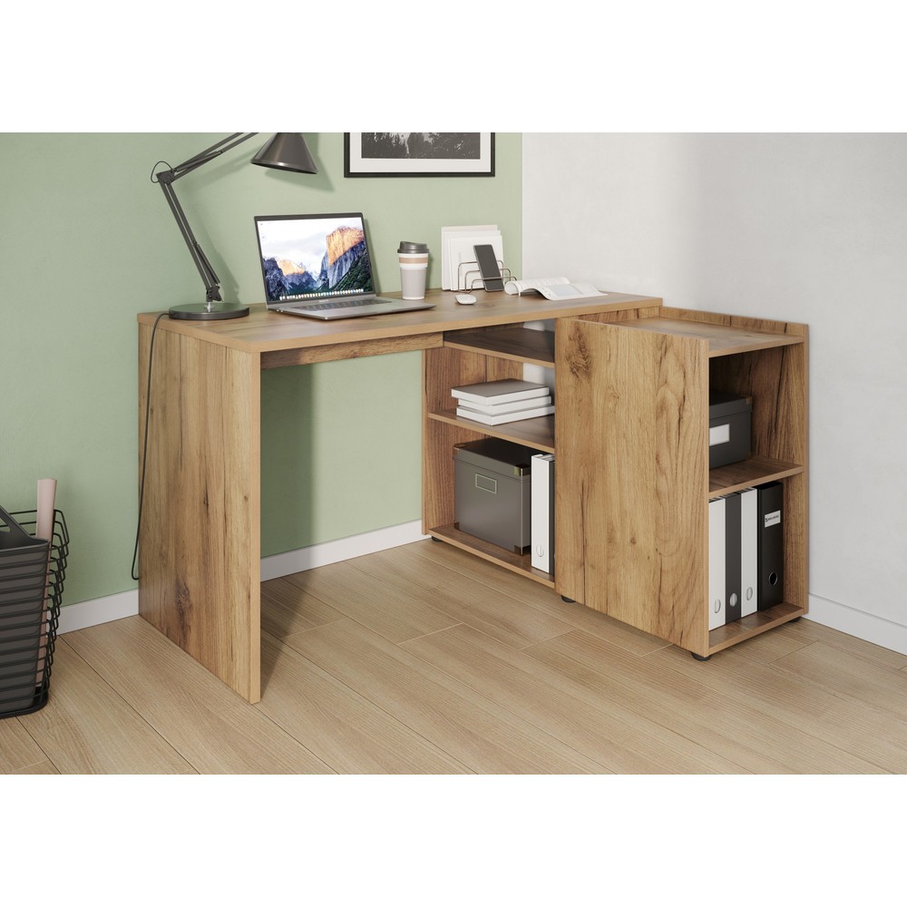 N° de l'image du produit 6 : Bureau d'angle OLVERA, 1 290 x 1 070 mm, imitation chêne de Navarre.