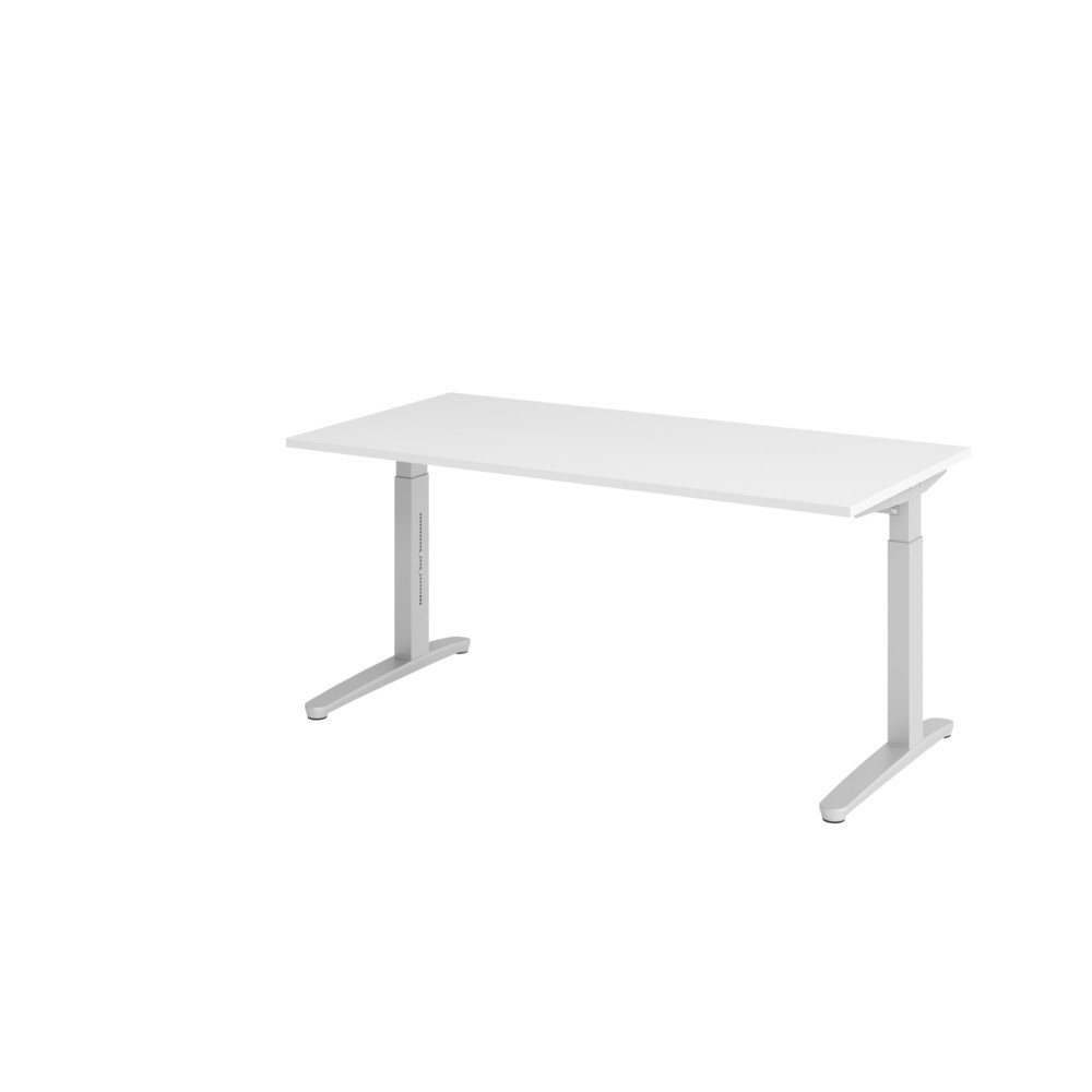 N° de l'image du produit 1 : Bureau Hammerbacher réglable en hauteur manuellement, pied en C, L x P 1 600 x 800 mm, blanc