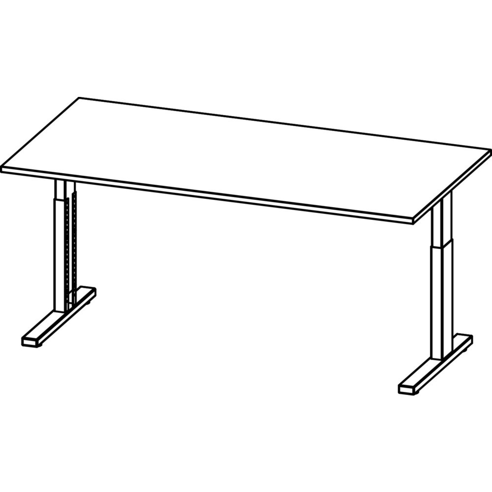 N° de l'image du produit 2 : Bureau PROFI, 1 600 x 800 mm, réglable en hauteur mécaniquement, gris clair/argenté