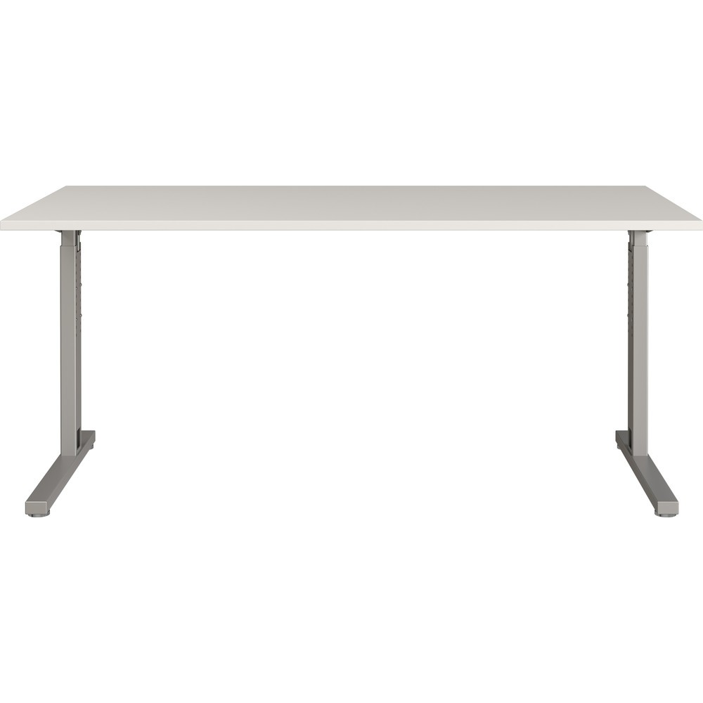N° de l'image du produit 4 : Bureau PROFI, 1 600 x 800 mm, réglable en hauteur mécaniquement, gris clair/argenté