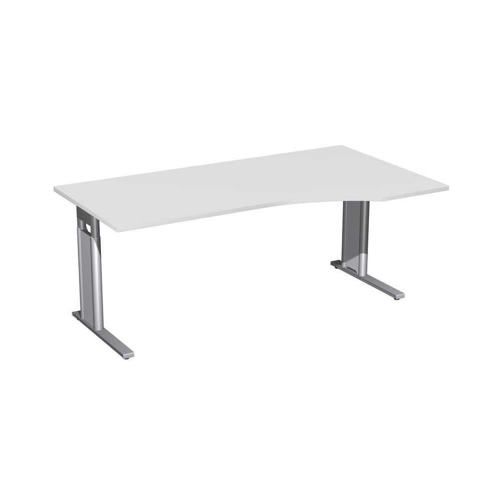 Product afbeelding: Geramöbel Handmatig in hoogte verstelbaar bureau Profi, onderstel met C-voet, PC-vorm tafelblad rechts, BxD 1.800 x 800/1.000 mm, lichtgrijs