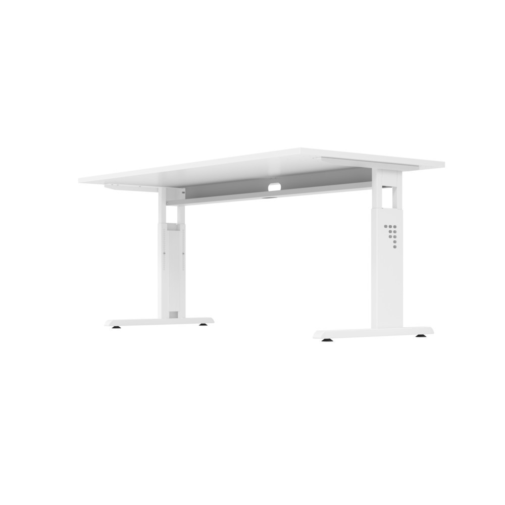 N° de l'image du produit 3 : Bureau Hammerbacher Solid, réglable manuellement en hauteur, pied en C, L x P 1 600 x 800 mm, gris