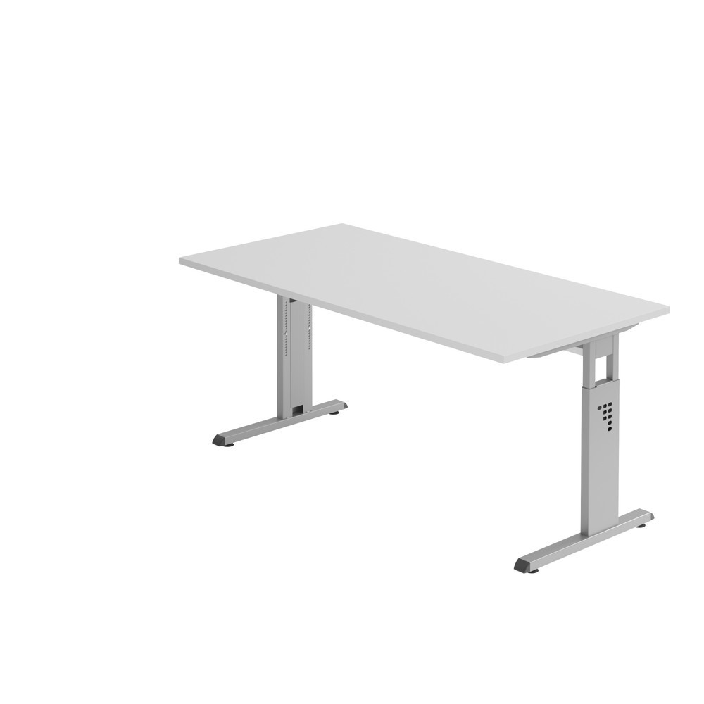 Illustration du produit: Bureau Hammerbacher Solid, réglable manuellement en hauteur, pied en C, L x P 1 600 x 800 mm, gris