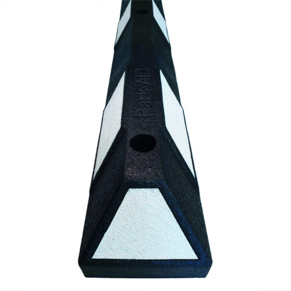 N° de l'image du produit 3 : Butoir de roue MORAVIA Park-AID®, noir avec bandes réfléchissantes blanches, largeur 1 800 mm