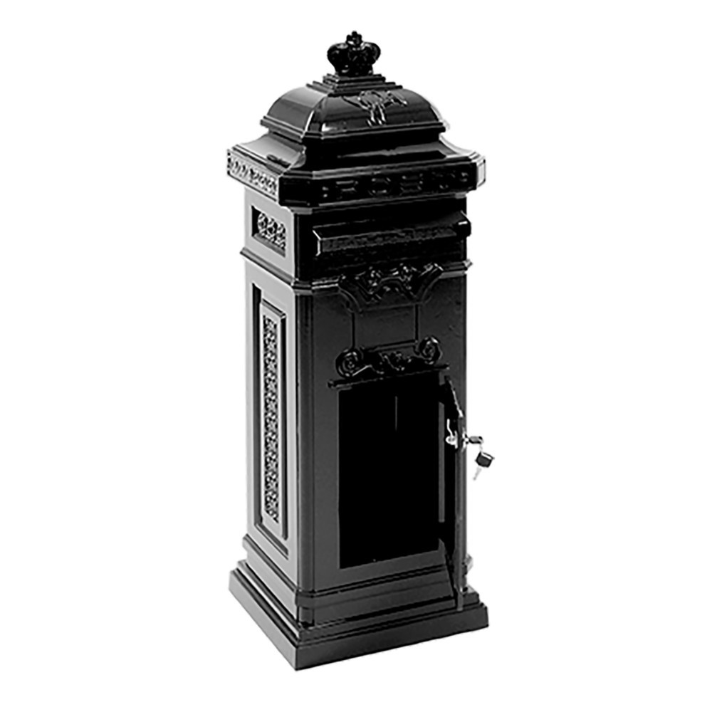 Número de imagen del producto 2: Buzón de columna con tapa de inserción cuadrado de acero galvanizado negro