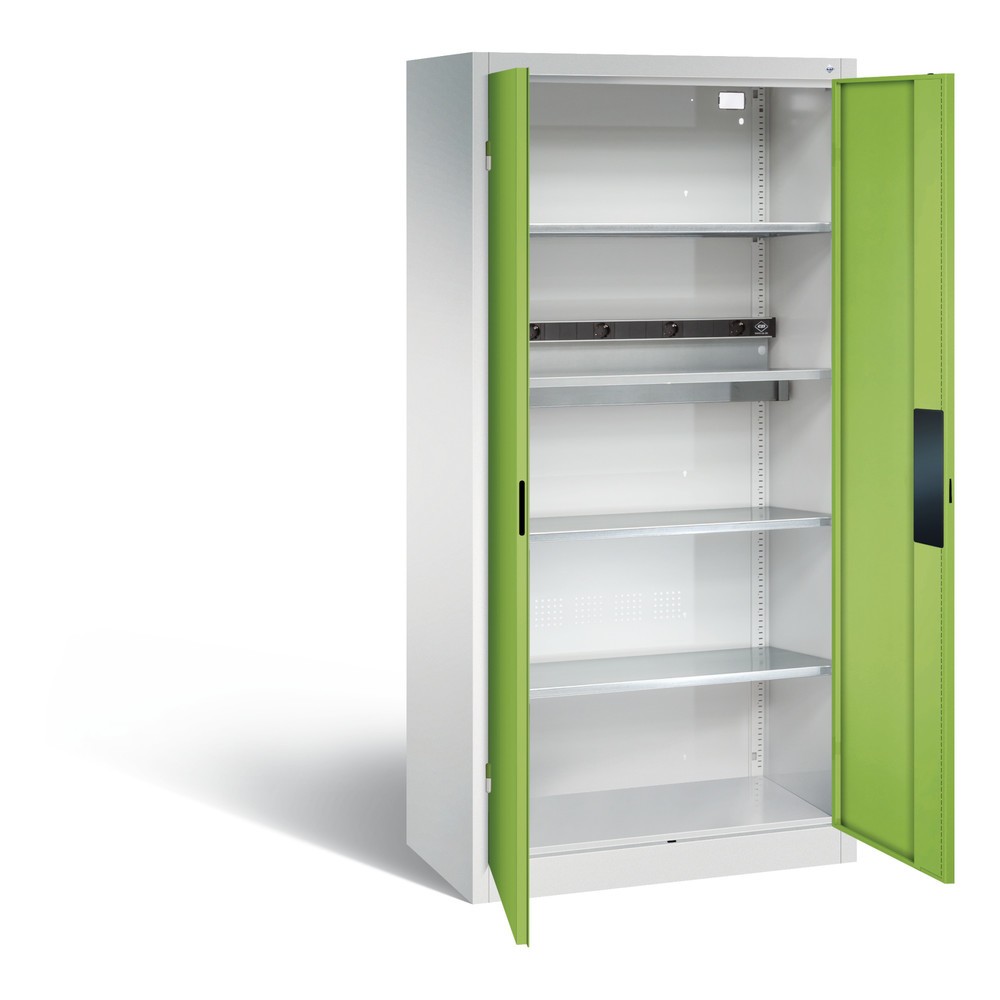 Produktabbildung Nr. 1: C+P Akku-Ladeschrank Serie 89, 1 Elektro-Einlegeboden, 5-fach-Steckdosenleiste, 3 m Zuleitung, lichtgrau/viridingrün