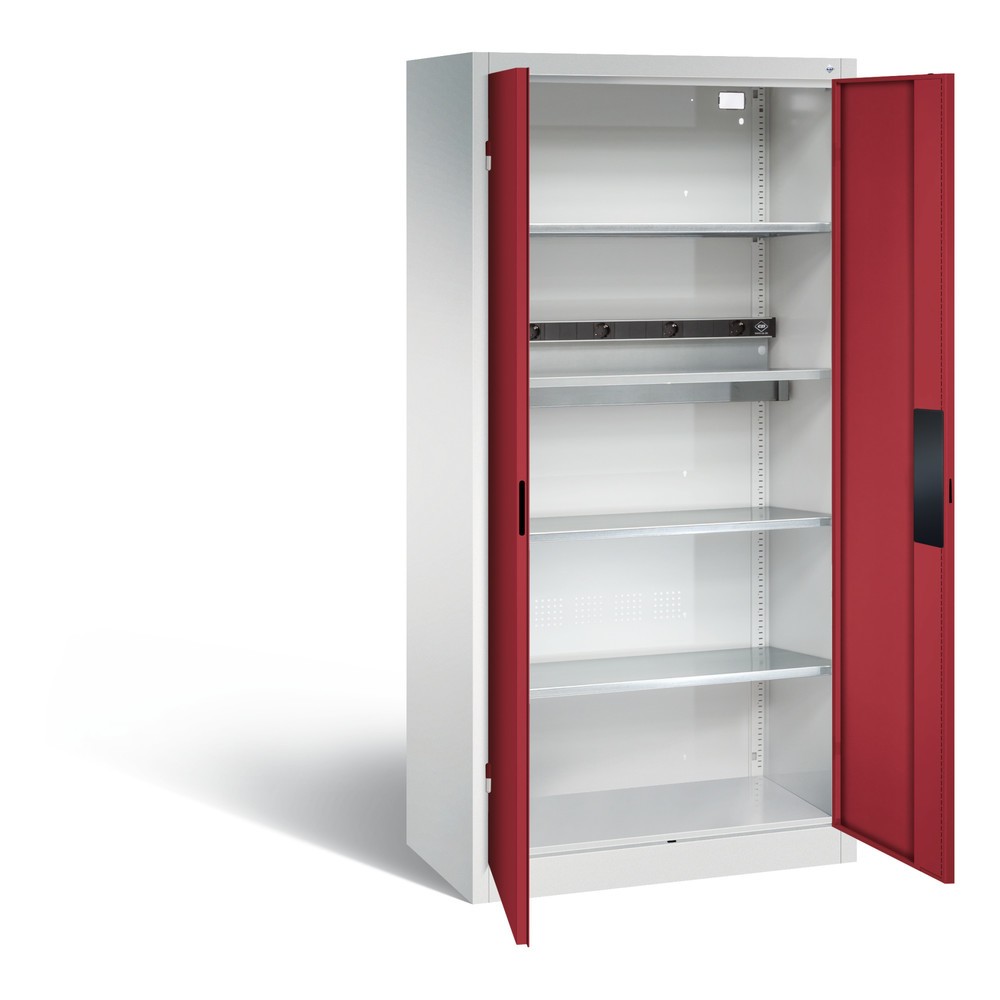 Produktabbildung Nr. 1: C+P Akku-Ladeschrank Serie 89, 1 Elektro-Einlegeboden, 5-fach-Steckdosenleiste, 3 m Zuleitung, lichtgrau/rubinrot