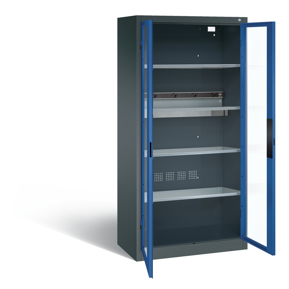 Produktabbildung Nr. 5: C+P Akku-Ladeschrank Serie 89, 1 Elektro-Einlegeboden, 5-fach-Steckdosenleiste, 3 m Zuleitung, Sichtfenster, anthrazitgrau/enzianblau