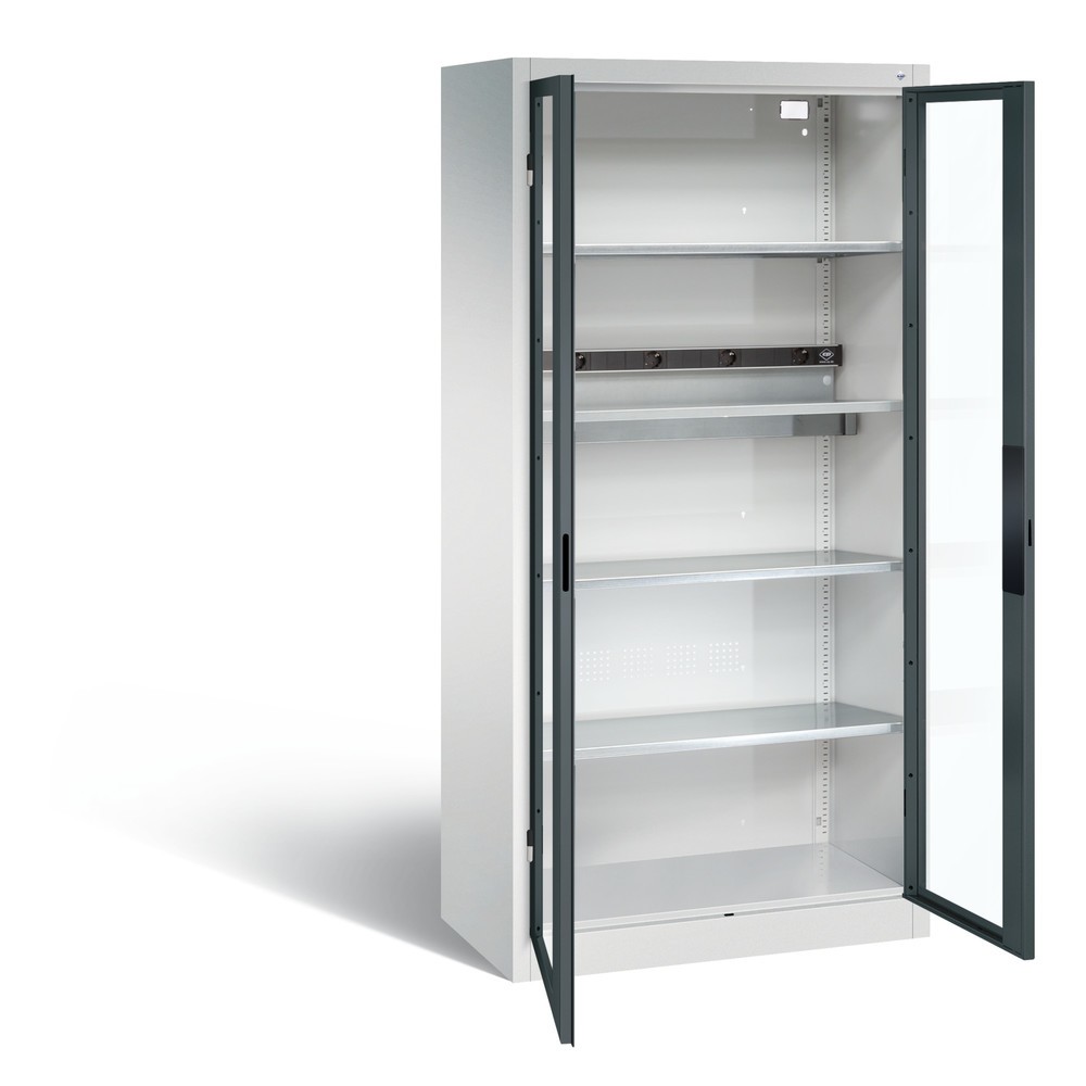 Produktabbildung Nr. 1: C+P Akku-Ladeschrank Serie 89, 1 Elektro-Einlegeboden, 5-fach-Steckdosenleiste, 3 m Zuleitung, Sichtfenster, lichtgrau/anthrazitgrau