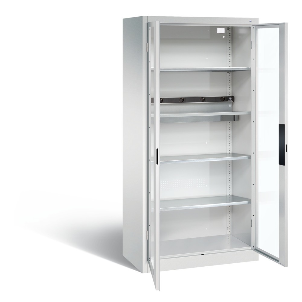 Produktabbildung Nr. 1: C+P Akku-Ladeschrank Serie 89, 1 Elektro-Einlegeboden, 5-fach-Steckdosenleiste, 3 m Zuleitung, Sichtfenster, lichtgrau/lichtgrau