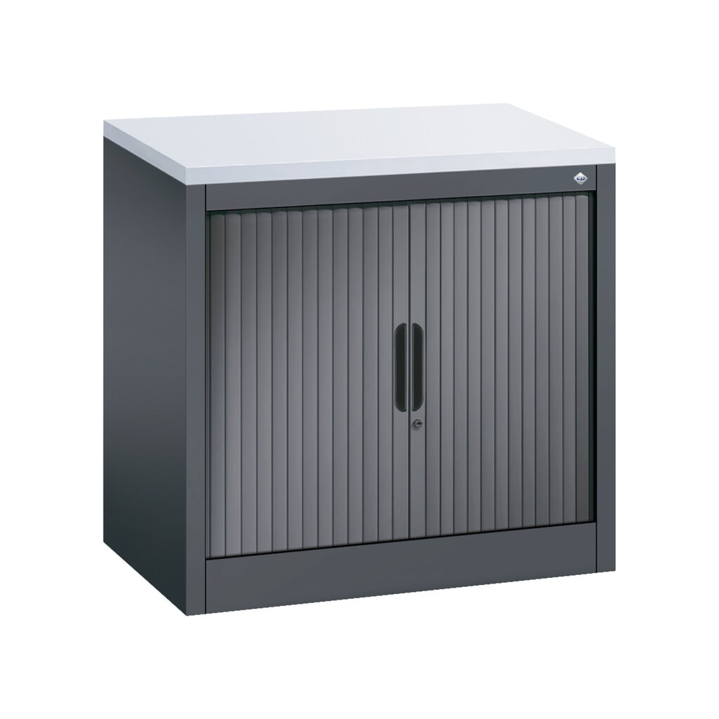 Produktabbildung: C+P Anstell-Querrollenschrank, 1 1/2 OH, Breite 800 mm, schwarzgrau, hellgrau