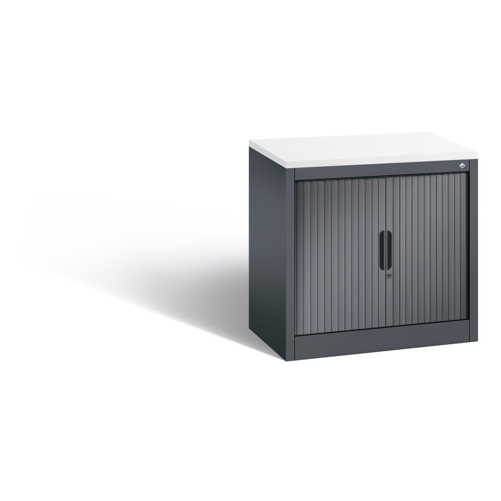 C+P Anstell-Querrollenschrank, 1 1/2 OH, Breite 800 mm, schwarzgrau, weiß Produktabbildung: C+P Anstell-Querrollenschrank, 1 1/2 OH, Breite 800 mm, schwarzgrau, weiß