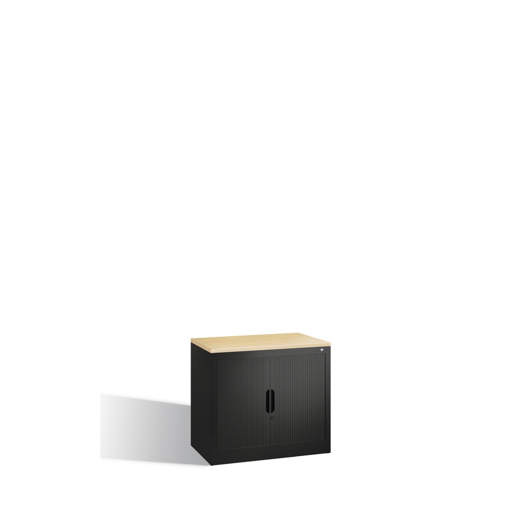 Produktabbildung: C+P Anstell-Querrollenschrank, 1 1/2 OH, Breite 800 mm, schwarzgrau, Ahorn