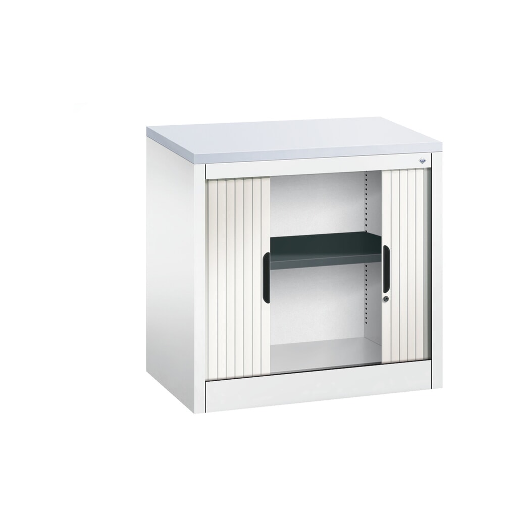 C+P Anstell-Querrollenschrank, 1 1/2 OH, Breite 800 mm, reinweiß, hellgrau Produktabbildung Nr. 4: C+P Anstell-Querrollenschrank, 1 1/2 OH, Breite 800 mm, reinweiß, hellgrau