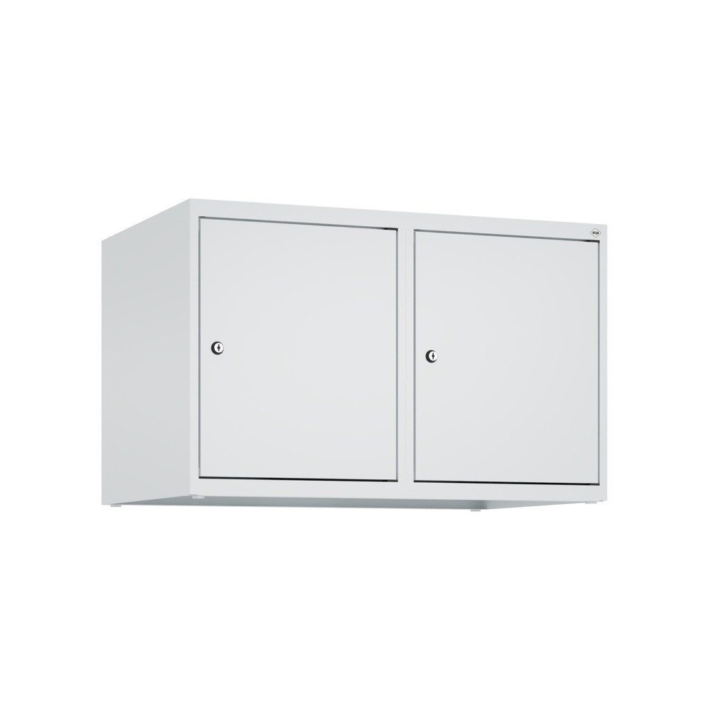 Produktabbildung: C+P Aufsatzschrank für Kleiderspind Serie Classic PLUS, 2 Abteile Breite 400 mm, lichtgrau, lichtgrau, Zylinderschloss